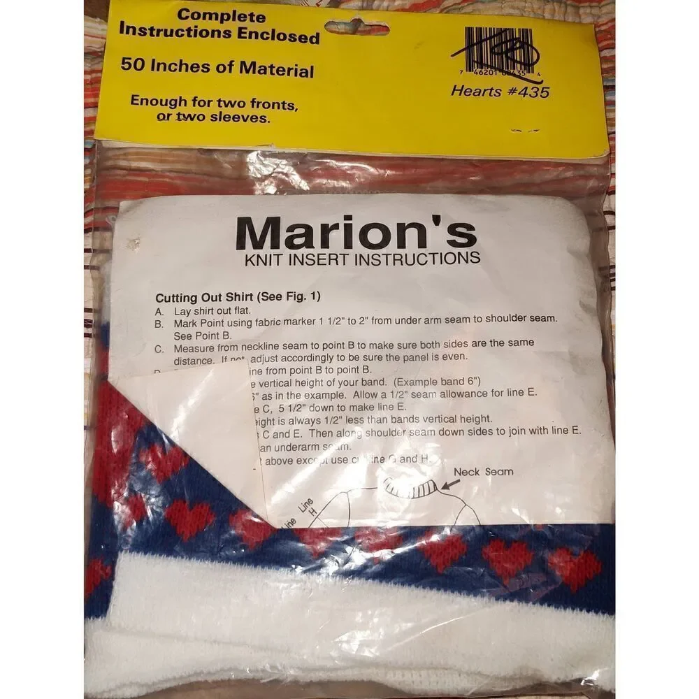 Marion's Knitted Inserts Hearts #435 red white blue 50